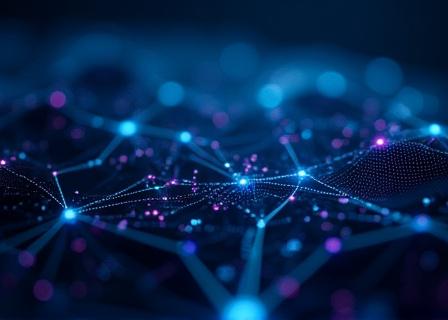 デジタルネットワークとデータフローの抽象的なビジュアル